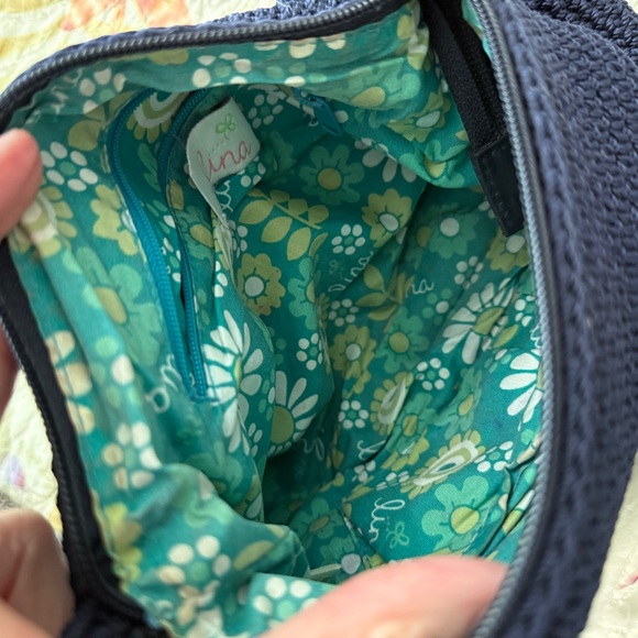 Navy Crochet Hand Shoulder Bag Silver Hardware Boho Chic Y2K - Picture 8 of 15